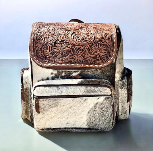 WL Floral Tooled & Cowhide Backpack