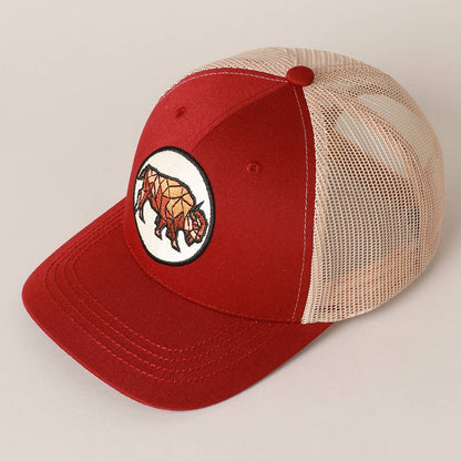 Men's Geometric Bull Patched Baseball Cap with Meshed Back