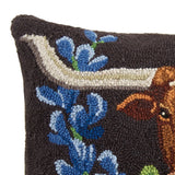 LONGHORN & BLUE BONNETS HOOK PILLOW