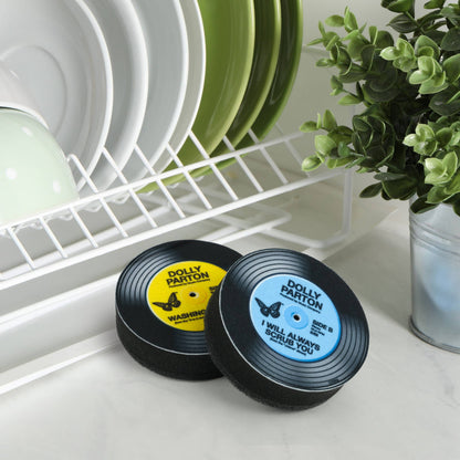 Dolly Parton Record Sponges, Set of 2, Parody Vinyl Designs
