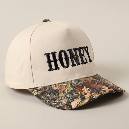 HONEY Lettering Embroidery Camo Two-Tone Cap
