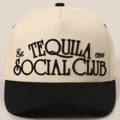 Tequila Social Club 3D Text Embroidery Two-Tone Trucker Hat