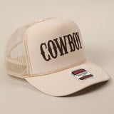 COWBOY Text Logo Printed Mesh Back Trucker Hat