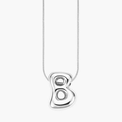 Silver Glow Bubble Letter Initial Necklace