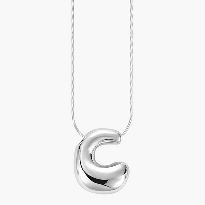 Silver Glow Bubble Letter Initial Necklace