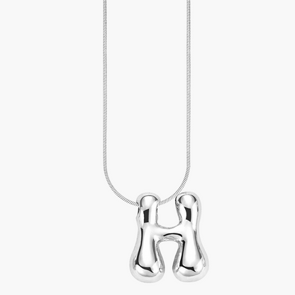 Silver Glow Bubble Letter Initial Necklace