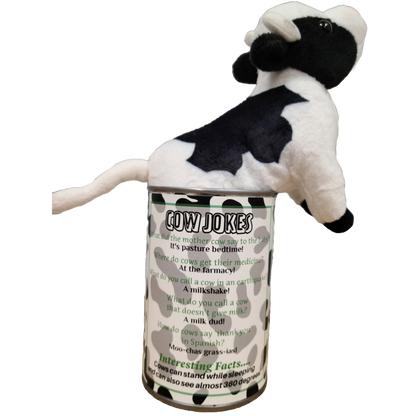 Canned Cow | Stuffed Animal Plush w/Funny Jokes | Gift