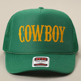 COWBOY Text Logo Printed Mesh Back Trucker Hat