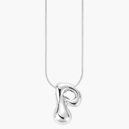 Silver Glow Bubble Letter Initial Necklace