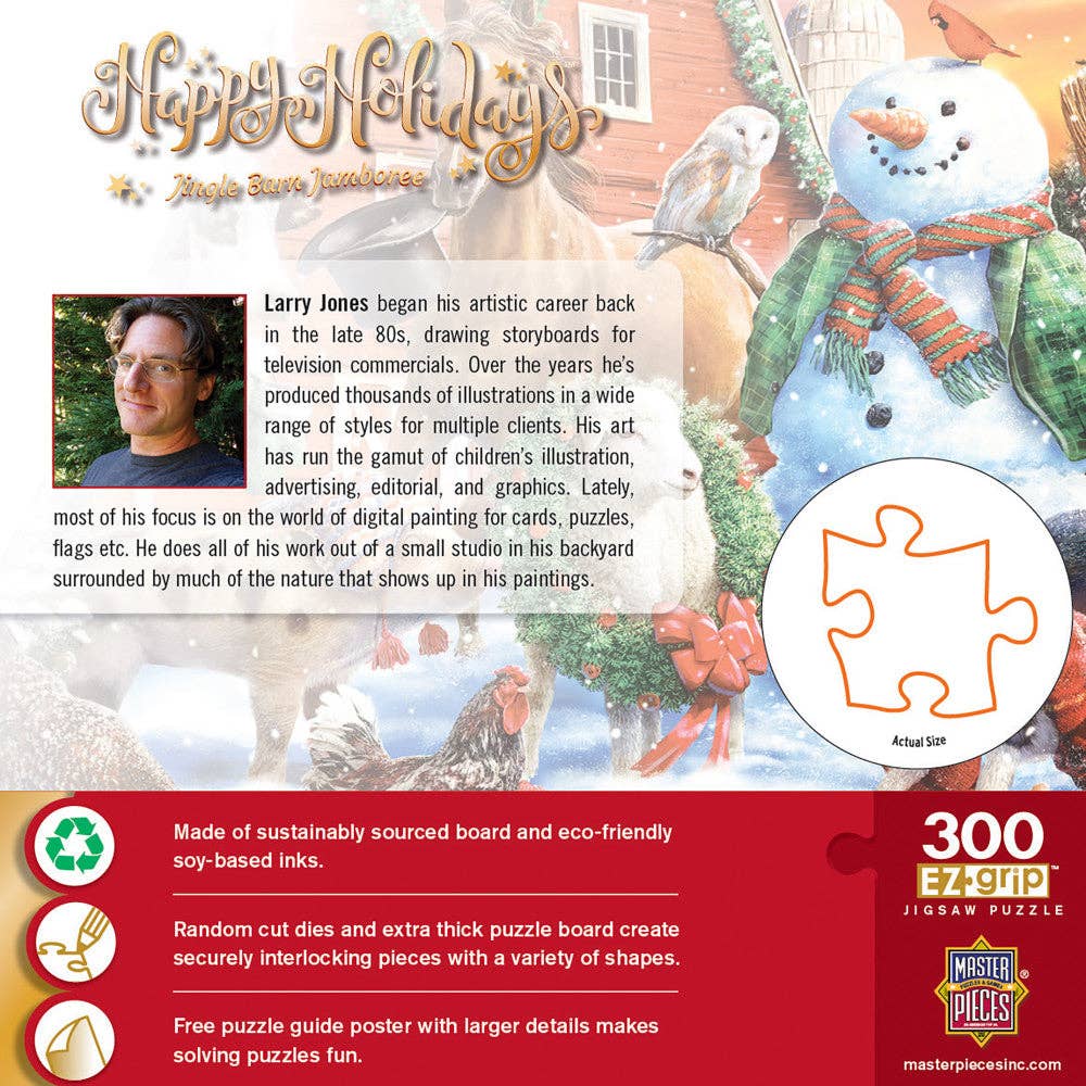 Happy Holidays - Jingle Barn Jamboree 300 Piece EZ Grip Jigsaw Puzzle