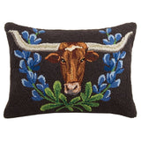 LONGHORN & BLUE BONNETS HOOK PILLOW