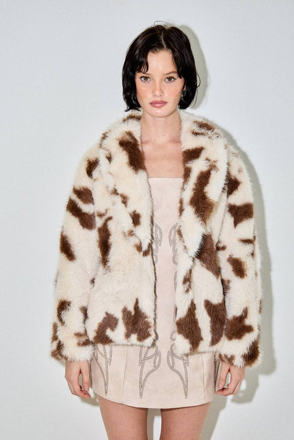 COW PRINT FUR JACKET