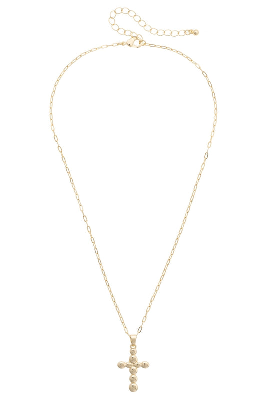 Georgianna Cross Necklace in Shiny Gold