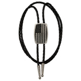USA Flag Brushed Aluminum Bolo Tie
