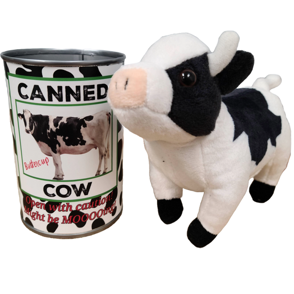 Canned Cow | Stuffed Animal Plush w/Funny Jokes | Gift