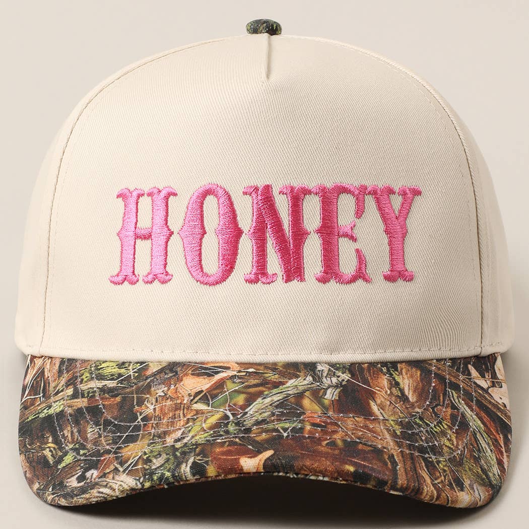 HONEY Lettering Embroidery Camo Two-Tone Cap