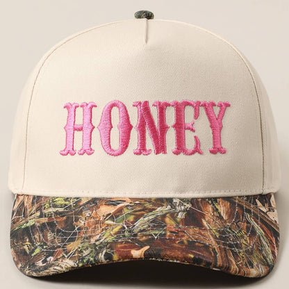 HONEY Lettering Embroidery Camo Two-Tone Cap