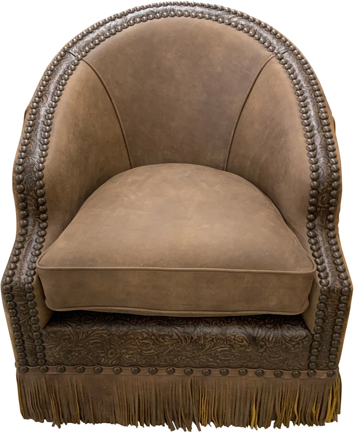 Swivel Bronco Chair Fabric with Palio Grey Leather