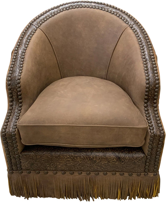 Swivel Bronco Chair Fabric with Palio Grey Leather