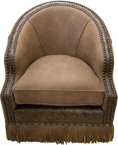 Swivel Bronco Chair Fabric With Palio Grey Leather