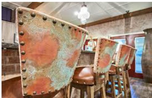 Swivel West Barstool L/H Fabric &  Copper (CUSTOMIZABLE)