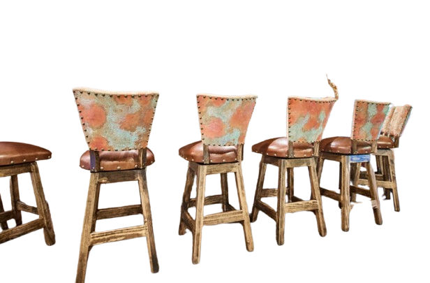 Swivel West Barstool L/H Fabric &  Copper (CUSTOMIZABLE)