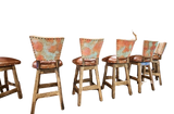 Swivel West Barstool L/H Fabric &  Copper (CUSTOMIZABLE)
