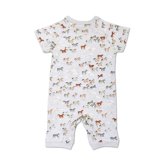 WILD HORSES- WRAP-FRONT ROMPER-3/6M