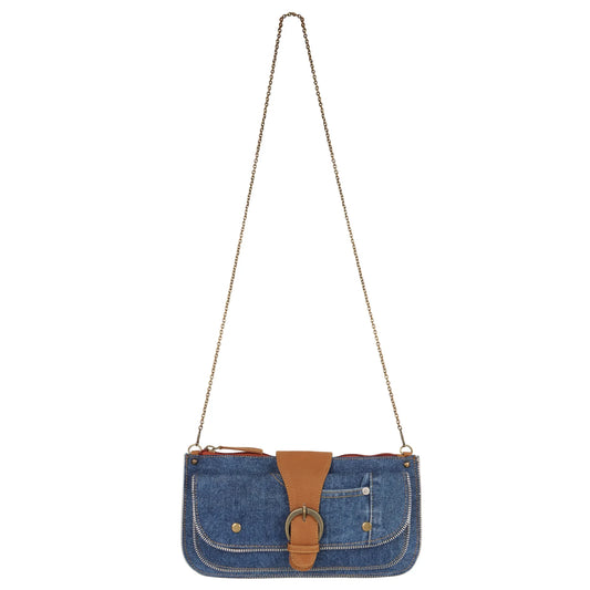 Denim Crossbody W/ Chain Strap