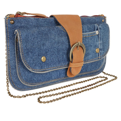 Denim Crossbody W/ Chain Strap