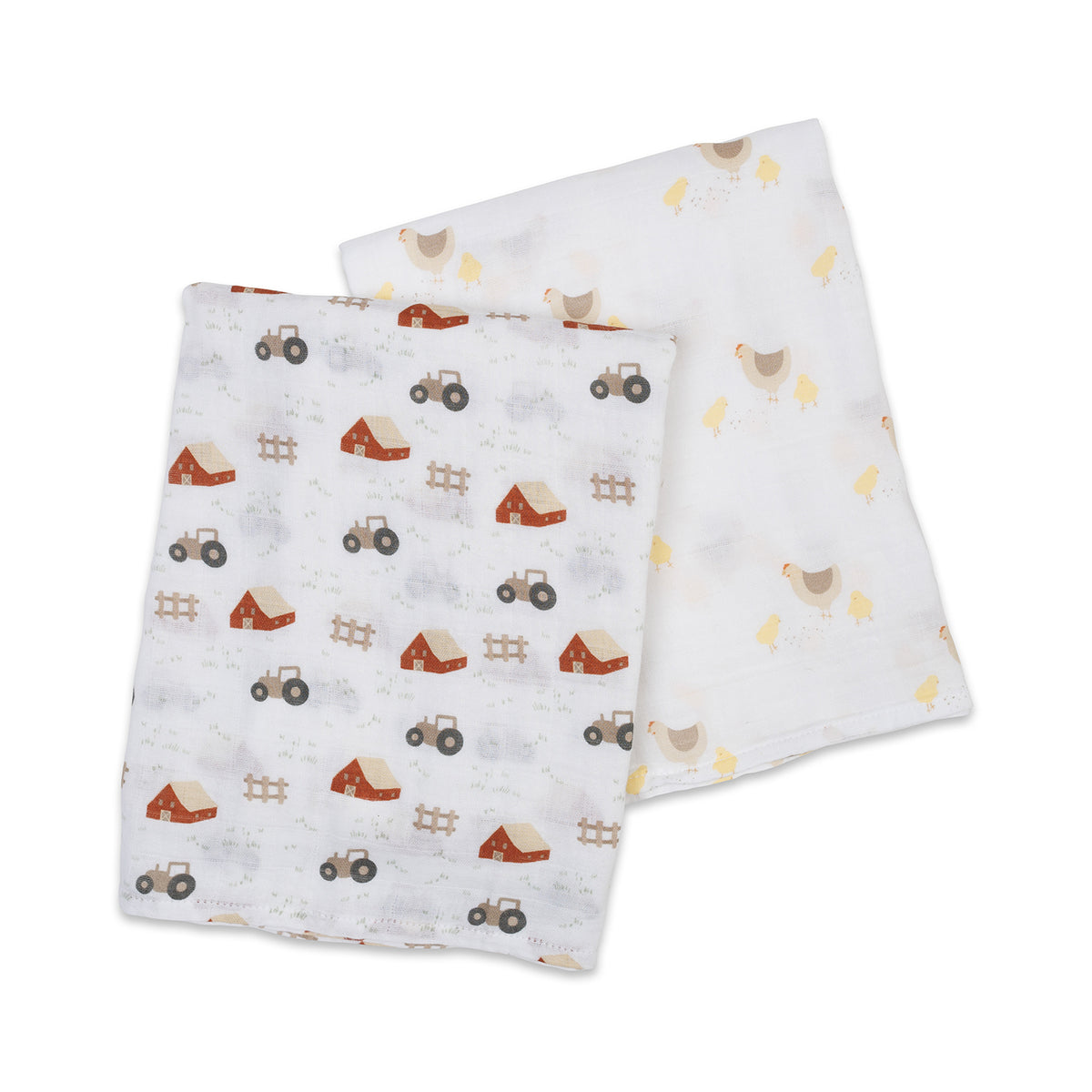Lulujo Cotton Swaddles – Barnyard & Hens/Chicks – 40×40″