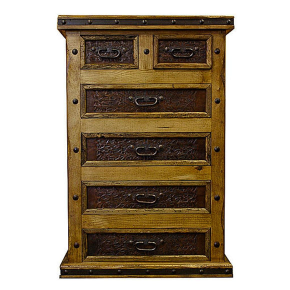 LMT 6 Drawer Chest W/Tooled Leather