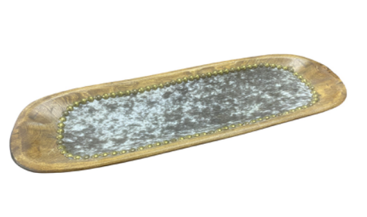 WOODEN BOWL (COWHIDE )