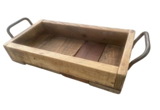 SMALL WOODEN BOX W HANDLES