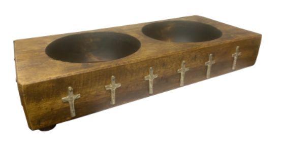 2 HOLE CHEESE MOLD WITH CROSS