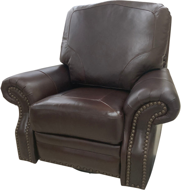 Rowan Swivel Glider Recliner  With Hoh Light Brindle And Palio Camel Leather. Legs Cuttop Tr-21 Exchange Nailheads No 02