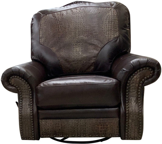 Rowan Swivel Glider Recliner with Calderon Chocolate Croco Brown