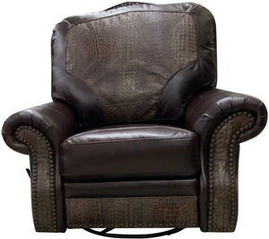 Rowan Swivel Glider Recliner  With Calderon Chocolate Croco Brown