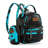 WG102-8600 Wrangler Cow Print Trimmed Mini Backpack With Coin Pouch