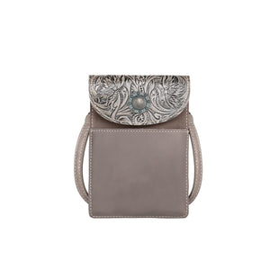 RLP-2003 Floral Tooled Genuine Leather Belt Loop Phone Holster Pouch/Multi-function Crossbody
