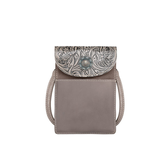 RLP-2003 Floral Tooled Genuine Leather Belt Loop Phone Holster Pouch/Multi-function Crossbody
