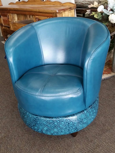 Shelby Swivel Chair W/ Tooled Leather