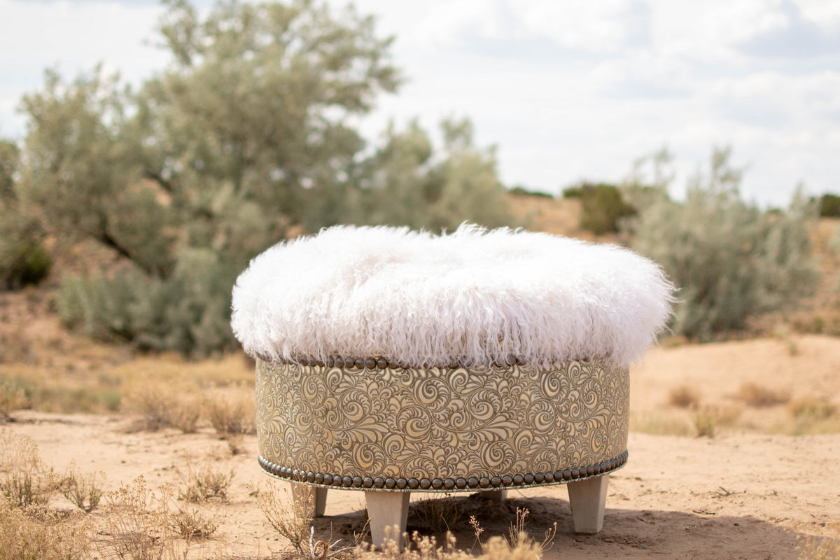 Tibetan Lamb Ottoman