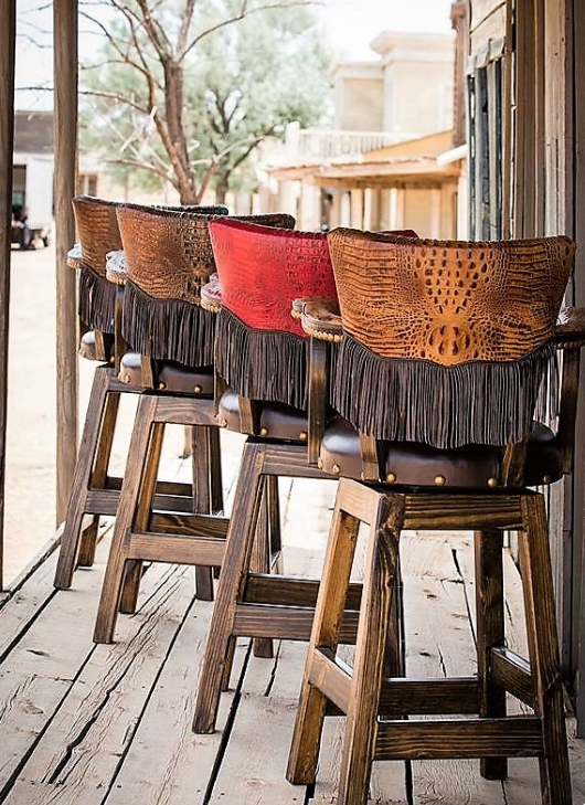 Swivel West Barstool T/L W/ Arms And Fringe