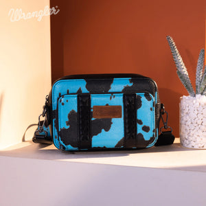 WG133-3003 Wrangler Cow Print Crossbody Purse With Wallet Compartment