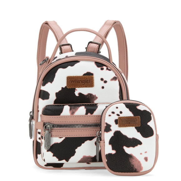 WG133-8600 Wrangler Cow Print Mini Backpack With Coin Pouch