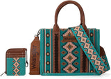 WG2203-8120SW Wrangler Aztec Small Tote/Crossbody and Card Case Set 2Pc