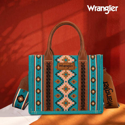 WG2203-8120S Wrangler Southwestern Print Small Canvas Tote/Crossbody