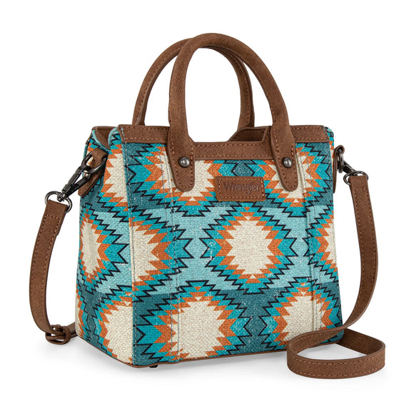 WG221-2022 Wrangler Aztec Distressed Print Dual Sided Print Mini Tote/Crossbody