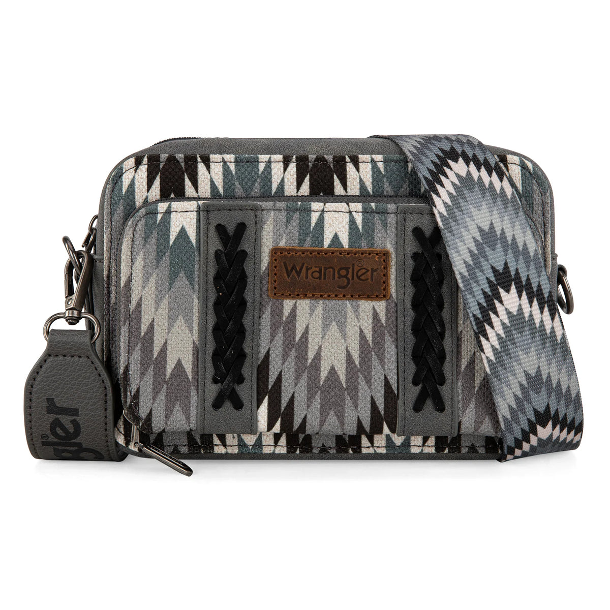Wrangler Southwestern Pattern Dual Sided Print Crossbody Purse With Wallet Compartment